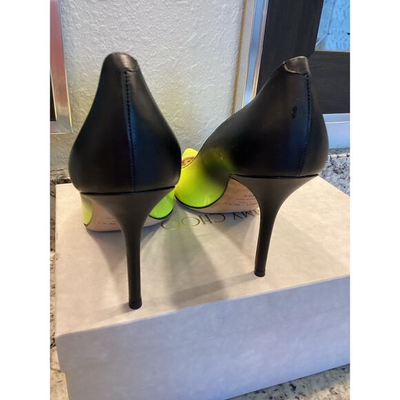 Jimmy Choo Agnes Degrade neon yellow green matte black Ombre pump heels 40.5 - Picture 8 of 17